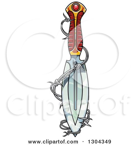 Clipart of a Shiny Dagger Blade with Barbed Wire - Royalty Free Vector Illustration by Vector Tradition SM