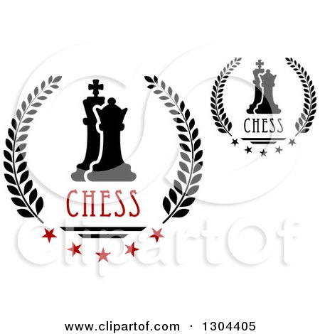 Clipart of Laurel Wreaths with Chess Kings and Pawns, Stars and Text - Royalty Free Vector Illustration by Vector Tradition SM