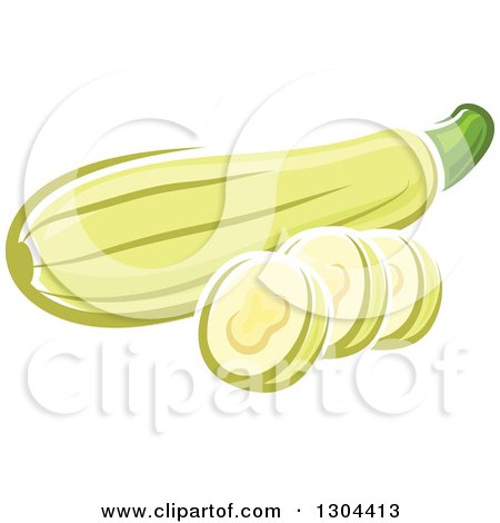 Clipart of a Cartoon Zucchini and Slices - Royalty Free Vector Illustration by Vector Tradition SM
