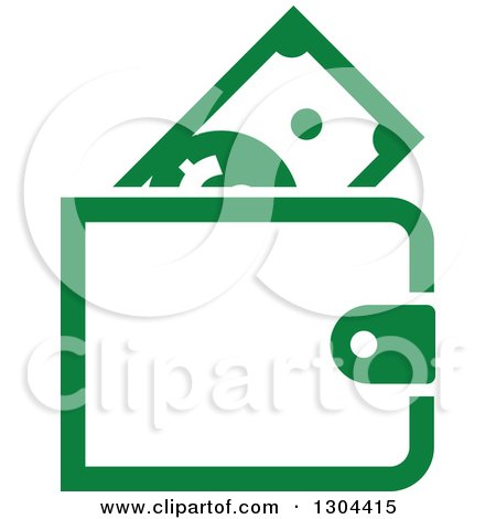Clipart of a Green Wallet with Cash Money - Royalty Free Vector Illustration by Vector Tradition SM