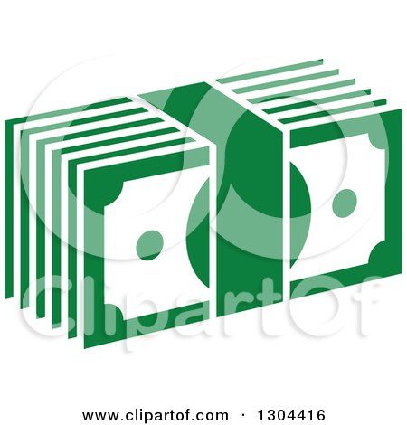 Clipart of a Green Bundle of Cash Money - Royalty Free Vector Illustration by Vector Tradition SM
