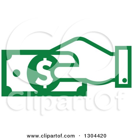 Clipart of a Green Hand Paying with Money - Royalty Free Vector Illustration by Vector Tradition SM