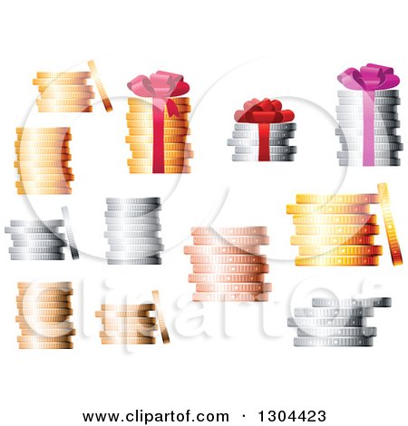 Clipart of 3d Stacks of Coins - Royalty Free Vector Illustration by Vector Tradition SM
