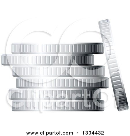 Clipart of a 3d Stack of Silver Coins 2 - Royalty Free Vector Illustration by Vector Tradition SM