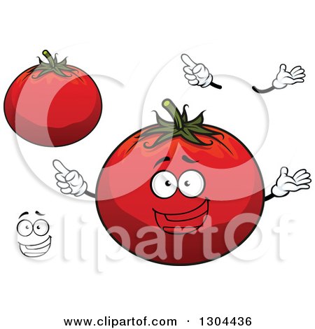 Clipart of a Cartoon Face, Hands and Red Tomatoes - Royalty Free Vector Illustration by Vector Tradition SM