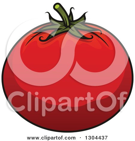 Clipart of a Cartoon Red Tomato - Royalty Free Vector Illustration by Vector Tradition SM