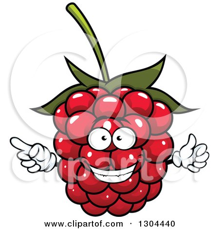 Clipart of a Cartoon Raspberry Character Pointing and Giving a Thumb up - Royalty Free Vector Illustration by Vector Tradition SM