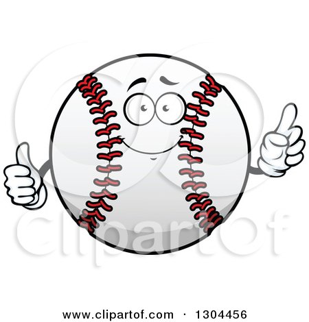 Clipart of a Cartoon Baseball Character Holding up a Finger and a Thumb - Royalty Free Vector Illustration by Vector Tradition SM