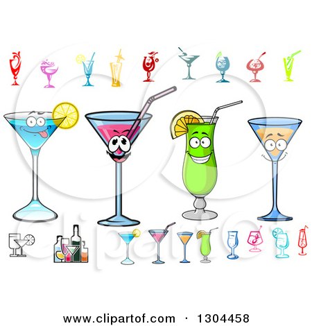 Clipart of Cocktail Beverage Drinks - Royalty Free Vector Illustration by Vector Tradition SM