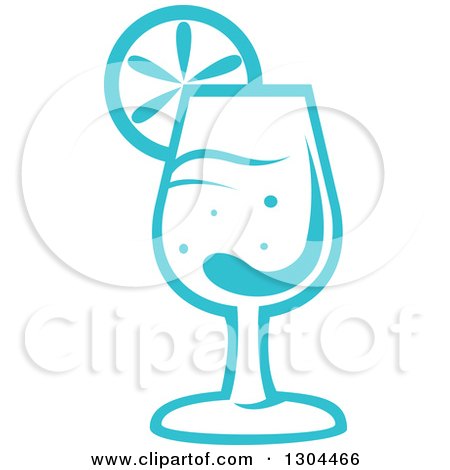 Clipart of a Blue Cocktail Beverage Garnished with Citrus - Royalty Free Vector Illustration by Vector Tradition SM