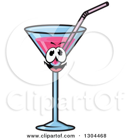 Clipart of a Pink Cocktail Beverage Character - Royalty Free Vector Illustration by Vector Tradition SM
