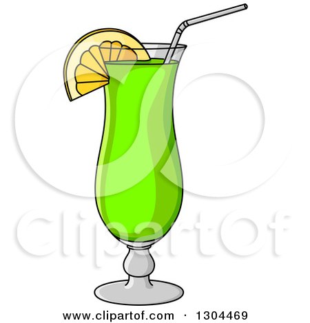 Clipart of a Green Cocktail Beverage with a Straw and Lemon - Royalty Free Vector Illustration by Vector Tradition SM