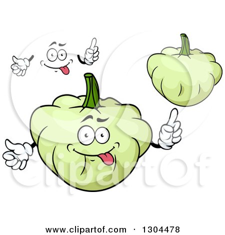 Clipart of a Goofy Face and Cartoon Pattypan Squashes - Royalty Free Vector Illustration by Vector Tradition SM