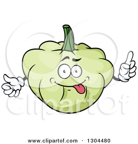 Clipart of a Goofy Pattypan Squash Cartoon Character Holding up a Finger - Royalty Free Vector Illustration by Vector Tradition SM