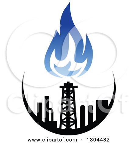 Clipart of a Black and Blue Natural Gas and Flame Design 3 - Royalty Free Vector Illustration by Vector Tradition SM