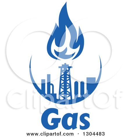 Clipart of a Blue Natural Gas and Flame Design over Text 3 - Royalty Free Vector Illustration by Vector Tradition SM