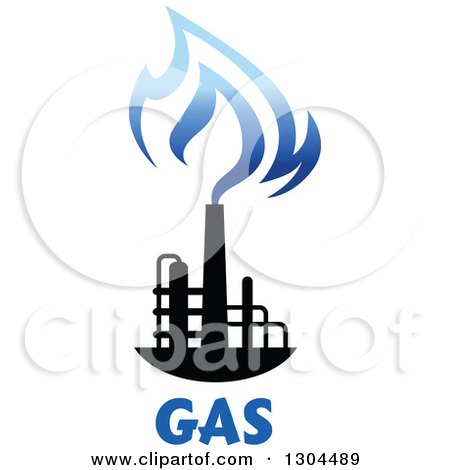 Clipart of a Black and Blue Natural Gas and Flame Design over Text - Royalty Free Vector Illustration by Vector Tradition SM
