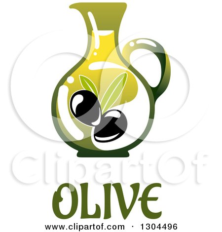 Clipart of a Pitcher of Olive Oil over Text - Royalty Free Vector Illustration by Vector Tradition SM