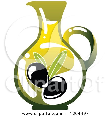 Clipart of a Pitcher of Olive Oil - Royalty Free Vector Illustration by Vector Tradition SM