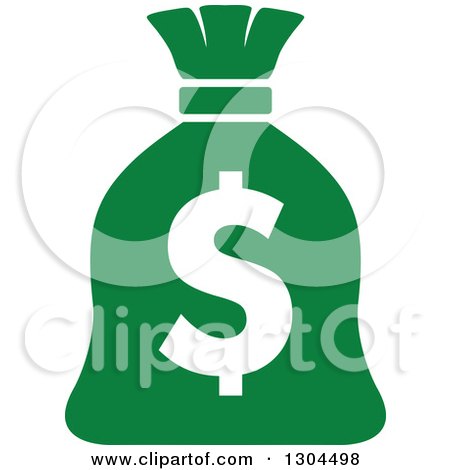 Clipart of a Green Money Bag with a Dollar Symbol - Royalty Free Vector Illustration by Vector Tradition SM