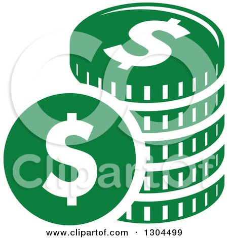 Clipart of a Green Stack of American Coins - Royalty Free Vector Illustration by Vector Tradition SM