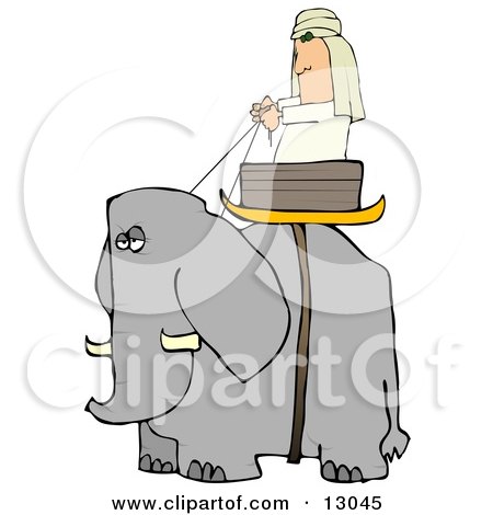 Man Riding in a Basket on an Elephant Clipart Illustration by djart
