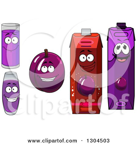 Clipart of a Plum and Prune Juice Characters 3 - Royalty Free Vector Illustration by Vector Tradition SM