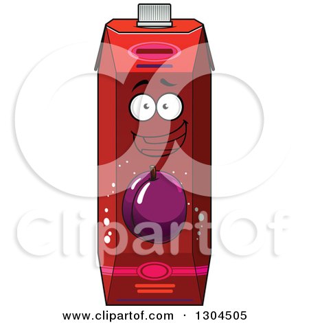 Clipart of a Happy Prune or Plum Juice Carton 3 - Royalty Free Vector Illustration by Vector Tradition SM