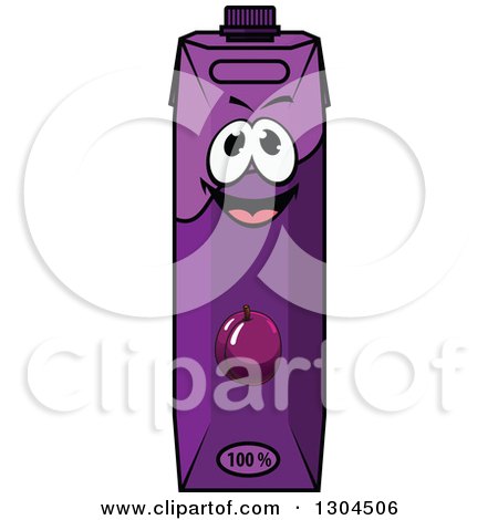 Clipart of a Happy Prune or Plum Juice Carton 4 - Royalty Free Vector Illustration by Vector Tradition SM