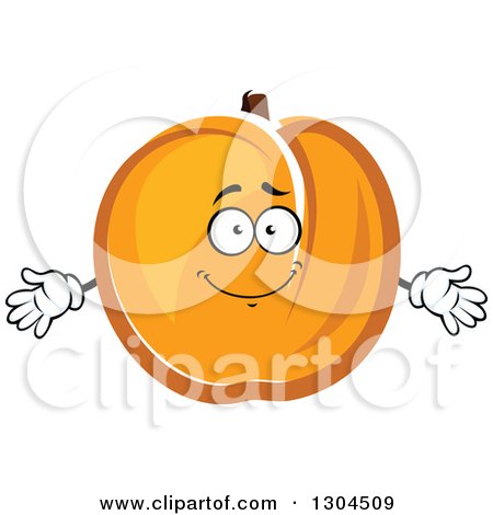 Clipart of a Cartoon Apricot Character Welcoming - Royalty Free Vector Illustration by Vector Tradition SM