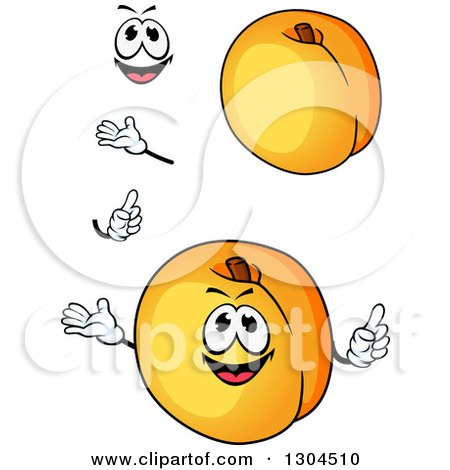 Clipart of a Cartoon Face, Hands and Apricots - Royalty Free Vector Illustration by Vector Tradition SM