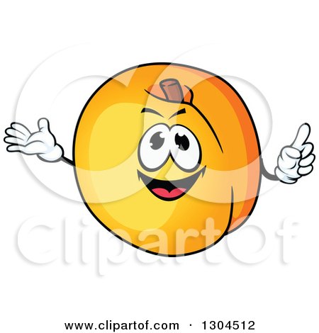 Clipart of a Cartoon Apricot Character Holding up a Finger - Royalty Free Vector Illustration by Vector Tradition SM