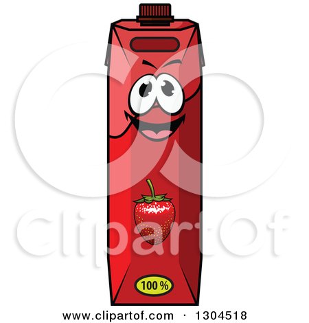 Clipart of a Smiling Strawberry Juice Carton Character 4 - Royalty Free Vector Illustration by Vector Tradition SM