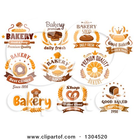 Clipart of Food and Bakery Designs with Text 2 - Royalty Free Vector Illustration by Vector Tradition SM
