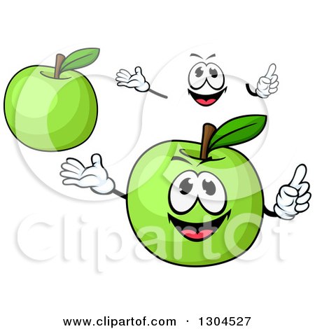 Clipart of a Face, Hands and Green Apples - Royalty Free Vector Illustration by Vector Tradition SM
