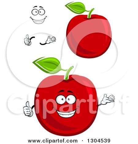 Clipart of a Happy Face, Hands and Red Apples - Royalty Free Vector Illustration by Vector Tradition SM