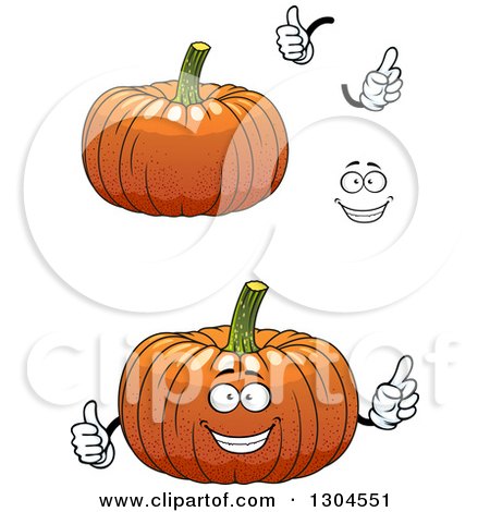Clipart of a Face, Hands and Pumpkins - Royalty Free Vector Illustration by Vector Tradition SM