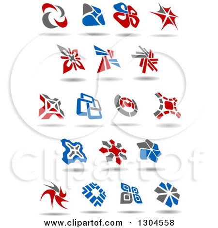 Clipart of Blue, Gray and Red Windmill Designs 2 - Royalty Free Vector Illustration by Vector Tradition SM