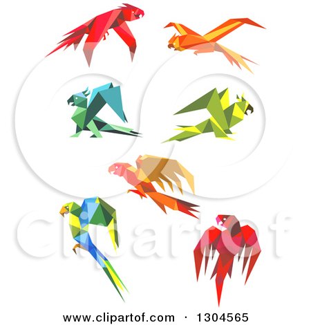 Clipart of Origami Paper Parrots 4 - Royalty Free Vector Illustration by Vector Tradition SM