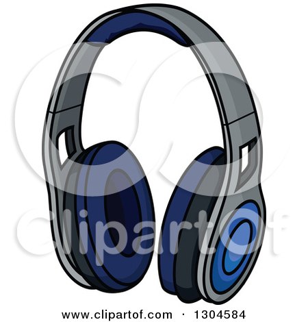 Clipart of a Cartoon Blue Headphones - Royalty Free Vector Illustration by Vector Tradition SM