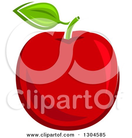 Clipart of a Red Apple and Leaf - Royalty Free Vector Illustration by Vector Tradition SM