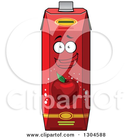 Clipart of a Happy Red Apple Juice Carton Character - Royalty Free Vector Illustration by Vector Tradition SM