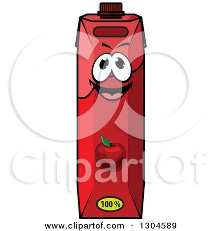 Clipart of a Happy Red Apple Juice Carton Character 2 - Royalty Free Vector Illustration by Vector Tradition SM