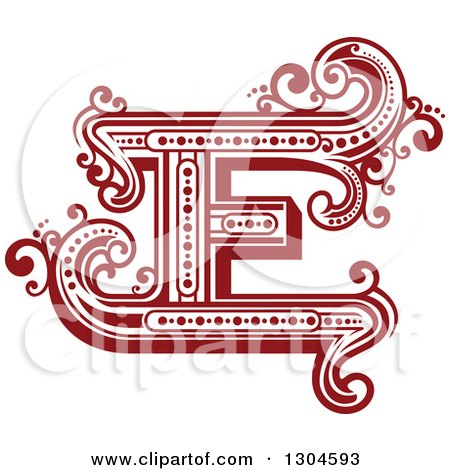 Clipart of a Retro Red Capital Letter E with Flourishes - Royalty Free Vector Illustration by Vector Tradition SM