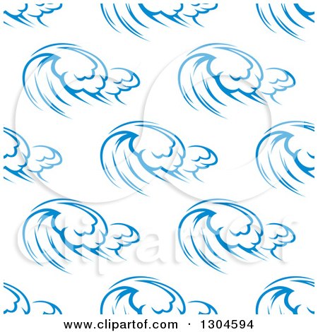 Clipart of a Seamless Background Design Pattern of Ocean Waves in Blue on White 2 - Royalty Free Vector Illustration by Vector Tradition SM