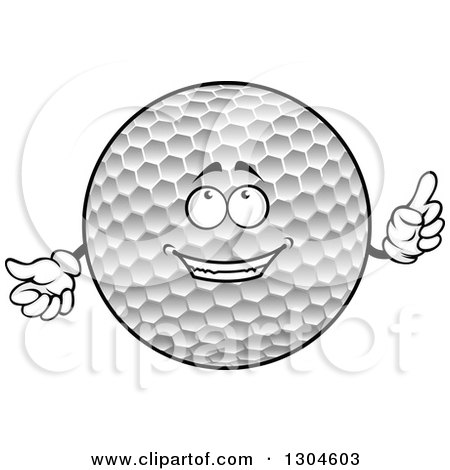 Clipart of a Textured Golf Ball Character Holding up a Finger - Royalty Free Vector Illustration by Vector Tradition SM