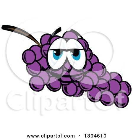 Clipart of a Bunch of Purple Grapes Character with Big Blue Eyes - Royalty Free Vector Illustration by Vector Tradition SM