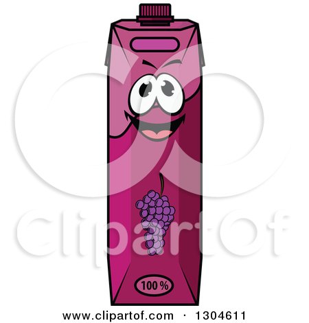 Clipart of a Happy Grape Juice Carton Character 3 - Royalty Free Vector Illustration by Vector Tradition SM