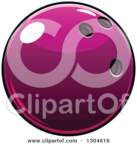 Clipart of a Cartoon Shiny Purple Bowling Ball - Royalty Free Vector Illustration by Vector Tradition SM