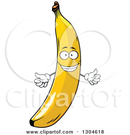 Clipart of a Shiny Welcoming Yellow Banana Character - Royalty Free Vector Illustration by Vector Tradition SM
